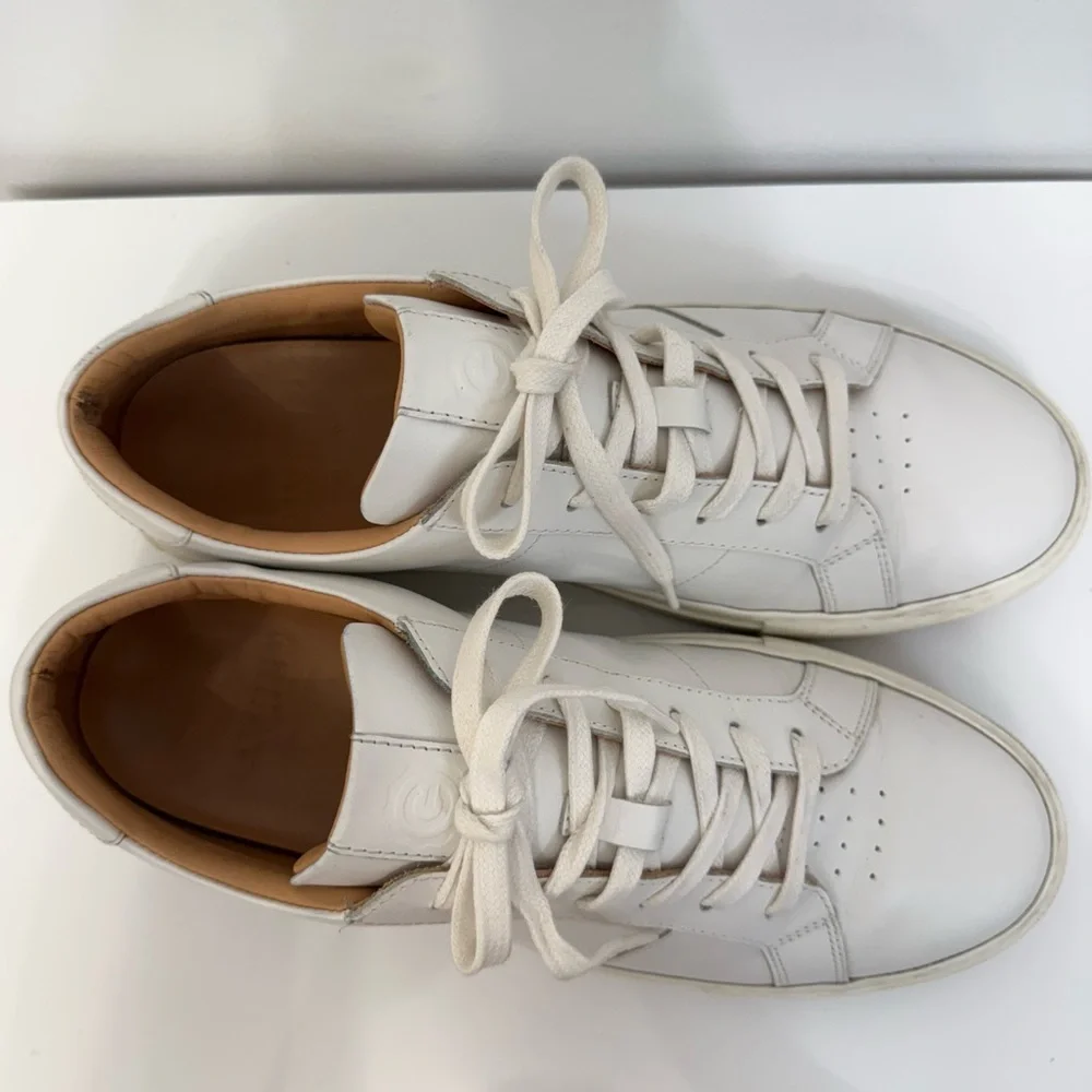 Greats Brooklyn White Leather Sneaker Lace Up Low Top Mens Size 10 Made in Italy